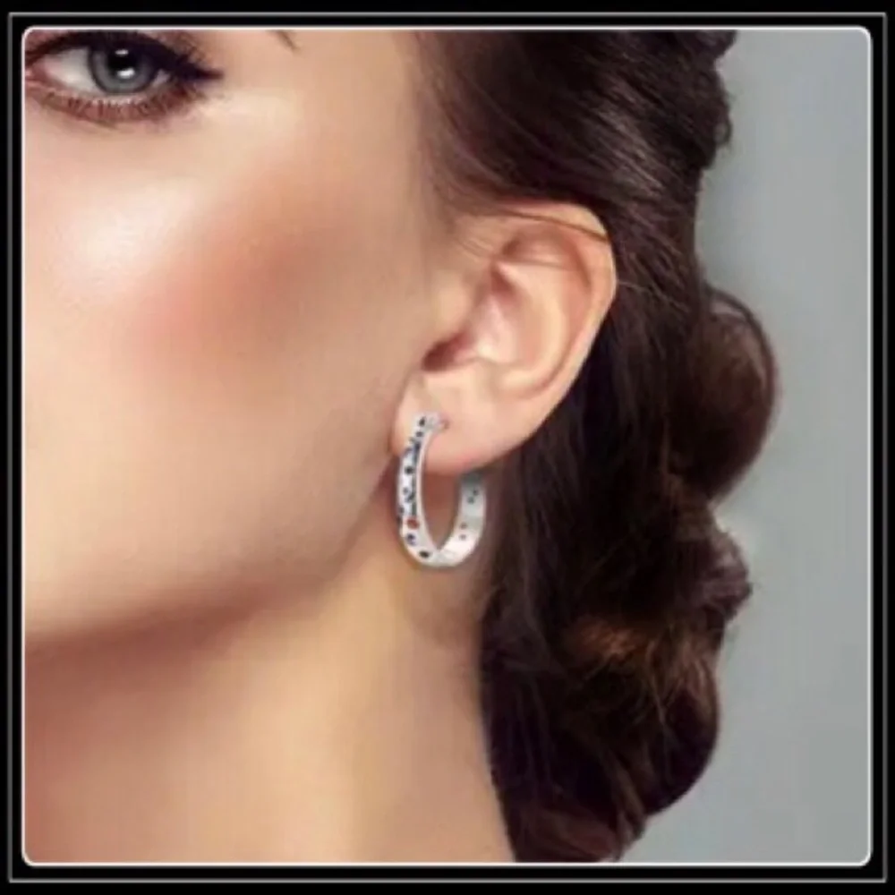 Clearance! NEW 925 SILVER MOON & STARS CELESTIAL CRYSTAL HOOP EARRINGS